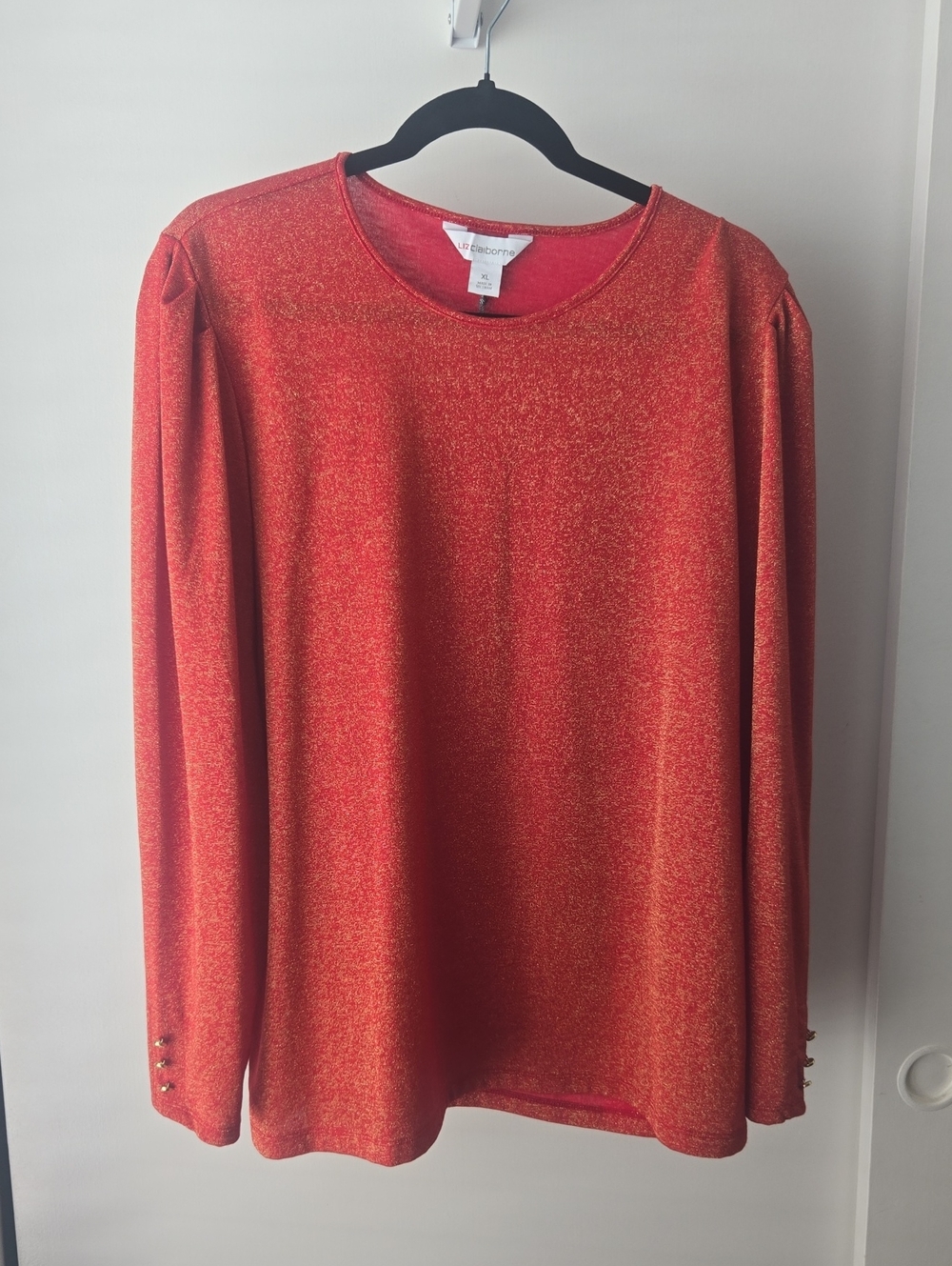 Vibrant Red Blouse With Subtle Gold Threads- Size XLarge